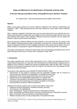 Steps and Methods for the Identification of Potential Land-Use Units