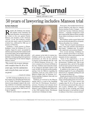 50 Years of Lawyering Includes Manson Trial