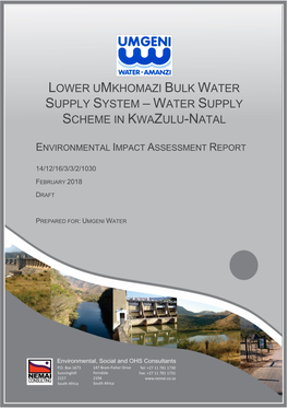 Lower Umkhomazi Bulk Water Supply System – Water Supply Scheme in Kwazulu-Natal