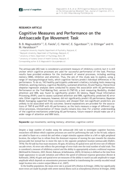 Cognitive Measures and Performance on the Antisaccade Eye Movement Task