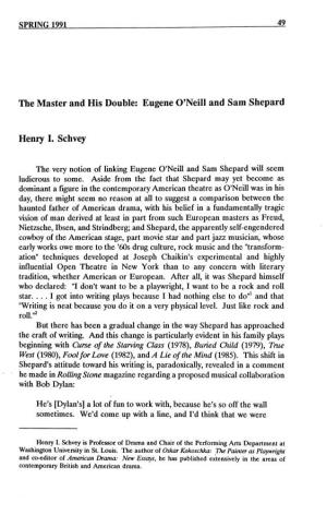 Eugene O'neill and Sam Shepard Henry I. Schvey