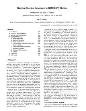 Quantum-Chemical Descriptors in QSAR/QSPR Studies