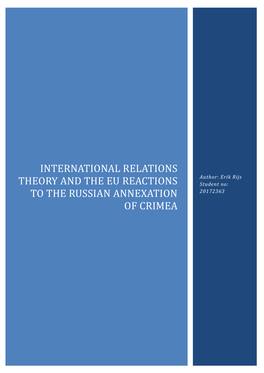 International Relations Theory and the EU Reactions to the Russian Annexation of Crimea