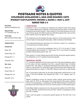 Postgame Notes & Quotes