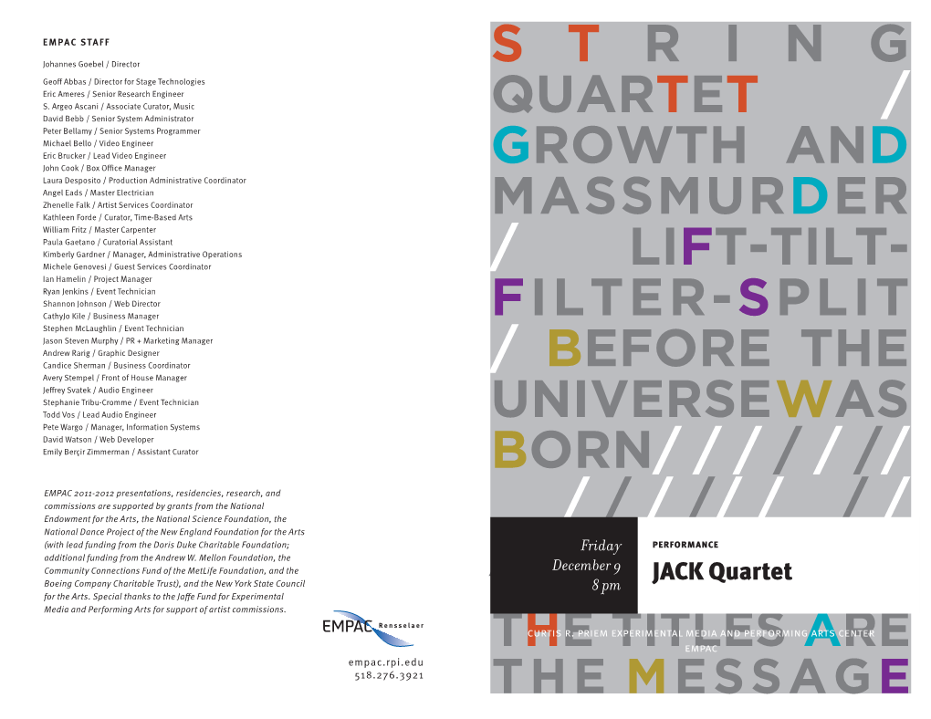 JACK Quartet for the Arts