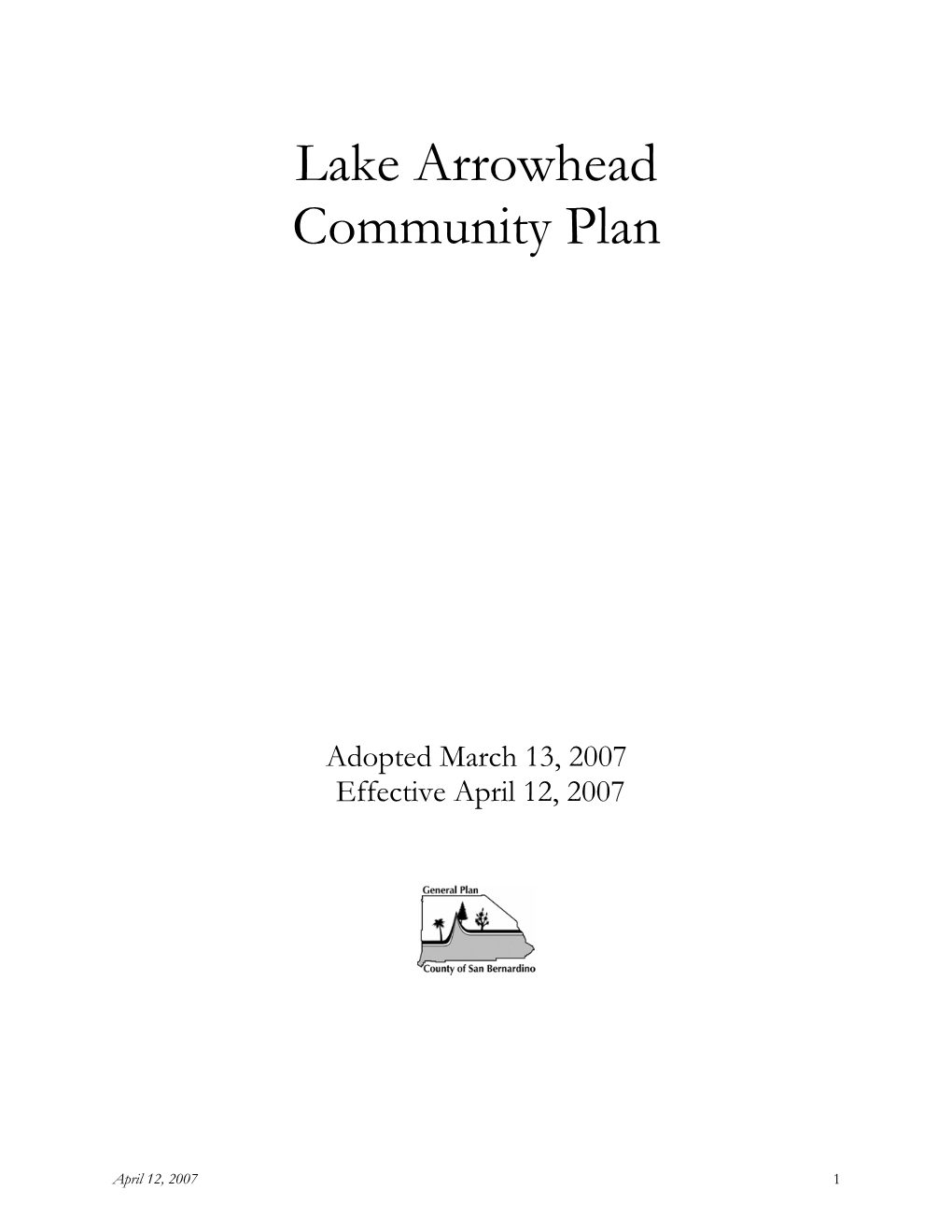 Lake Arrowhead Community Plan