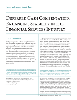 Deferred Cash Compensation: Enhancing Stability in the Financial Services Industry