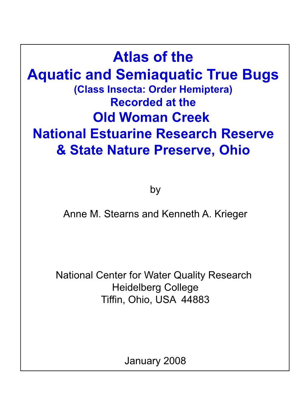 Atlas of the Aquatic and Semiaquatic True Bugs (Class Insecta: Order Hemiptera)