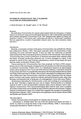 Studies in Annonaceae. VIII. a Cladistic Analysis of Tetrameranthus