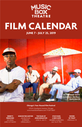 Film Calendar June 7 - July 25, 2019