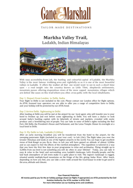 Markha Valley Trail, Ladakh Itinerary
