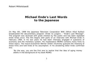 Michael Ende's Last Words to the Japanese