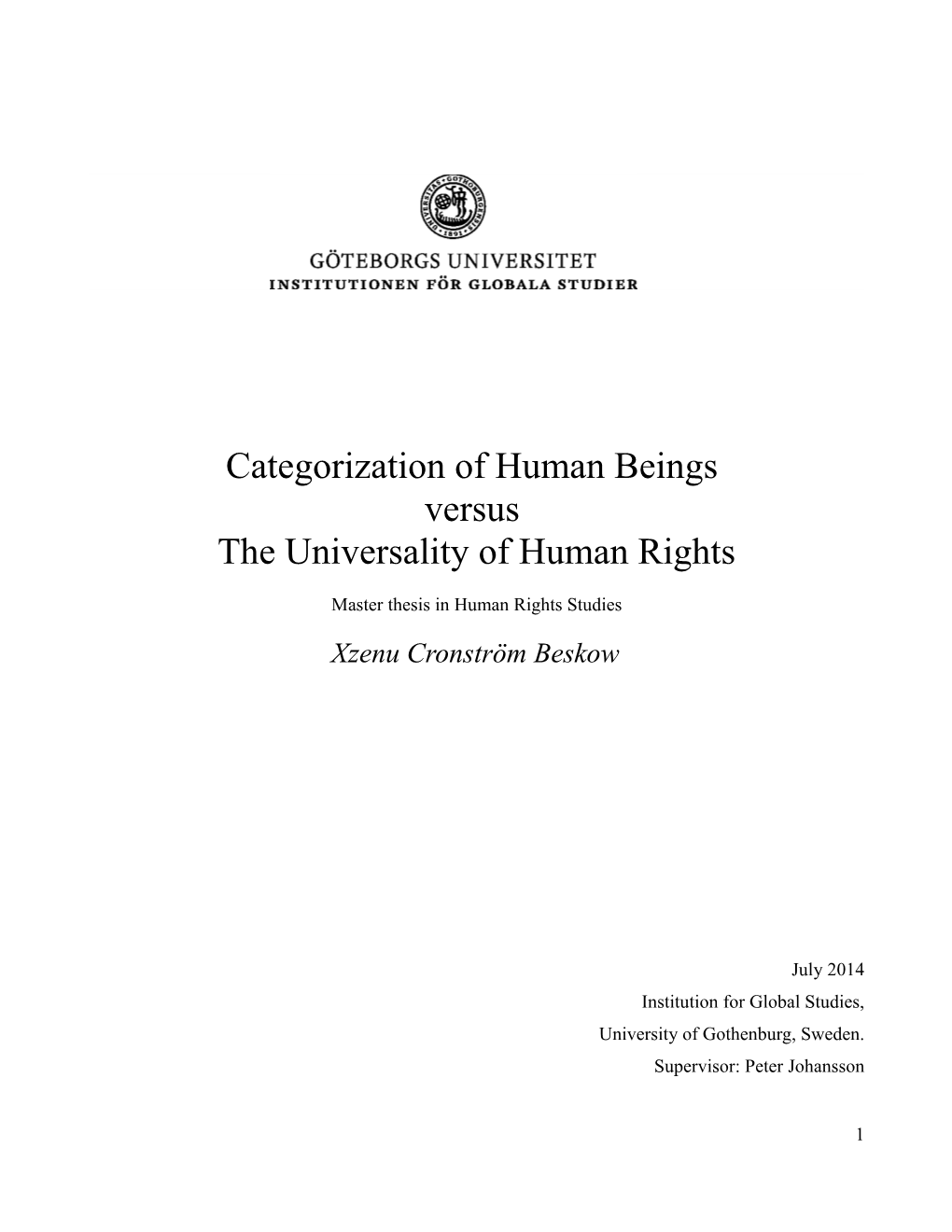 Categorization of Human Beings Versus the Universality of Human Rights