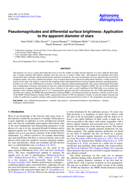 Pseudomagnitudes and Differential Surface Brightness: Application to the Apparent Diameter of Stars
