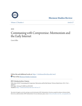Communing with Compromise: Mormonism and the Early Internet Gavin Feller