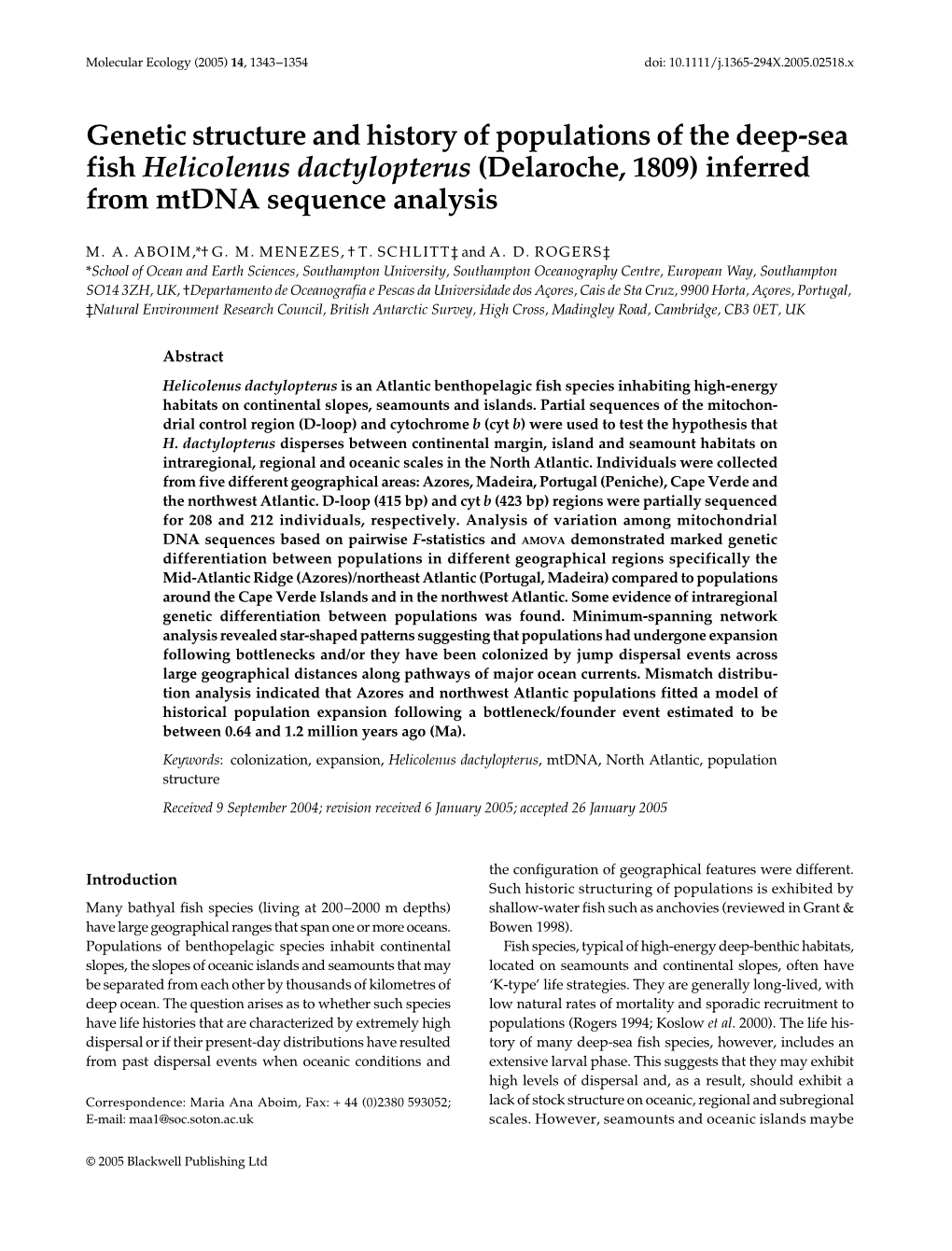 Genetic Structure and History of Populations of The