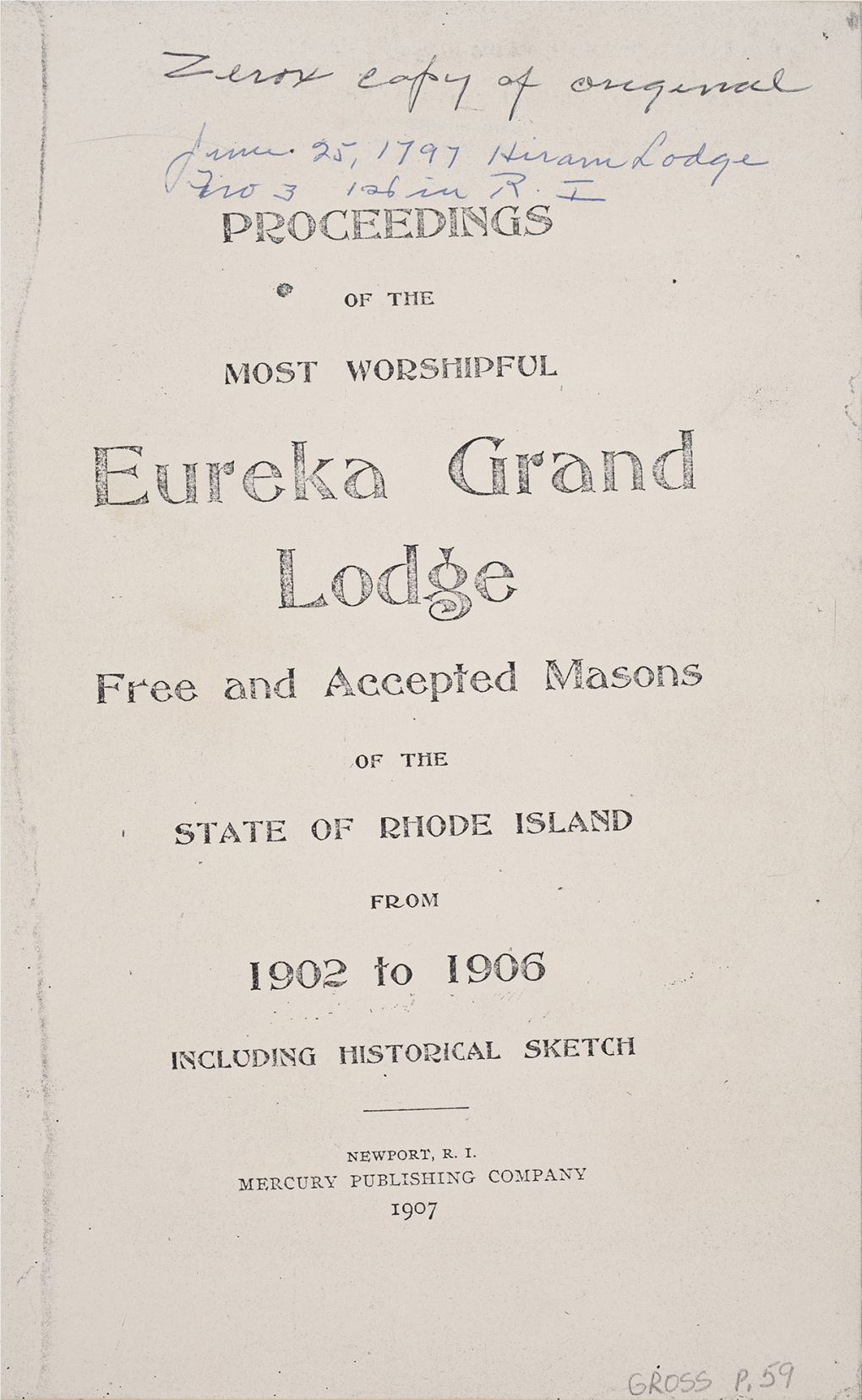 Fr4ee and Accepted Masons 1902 to 1906