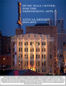 MUSIC HALL CENTER for the PERFORMING ARTS Annual