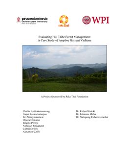 Evaluating Hill Tribe Forest Management: a Case Study of Amphoe Galyani Vadhana