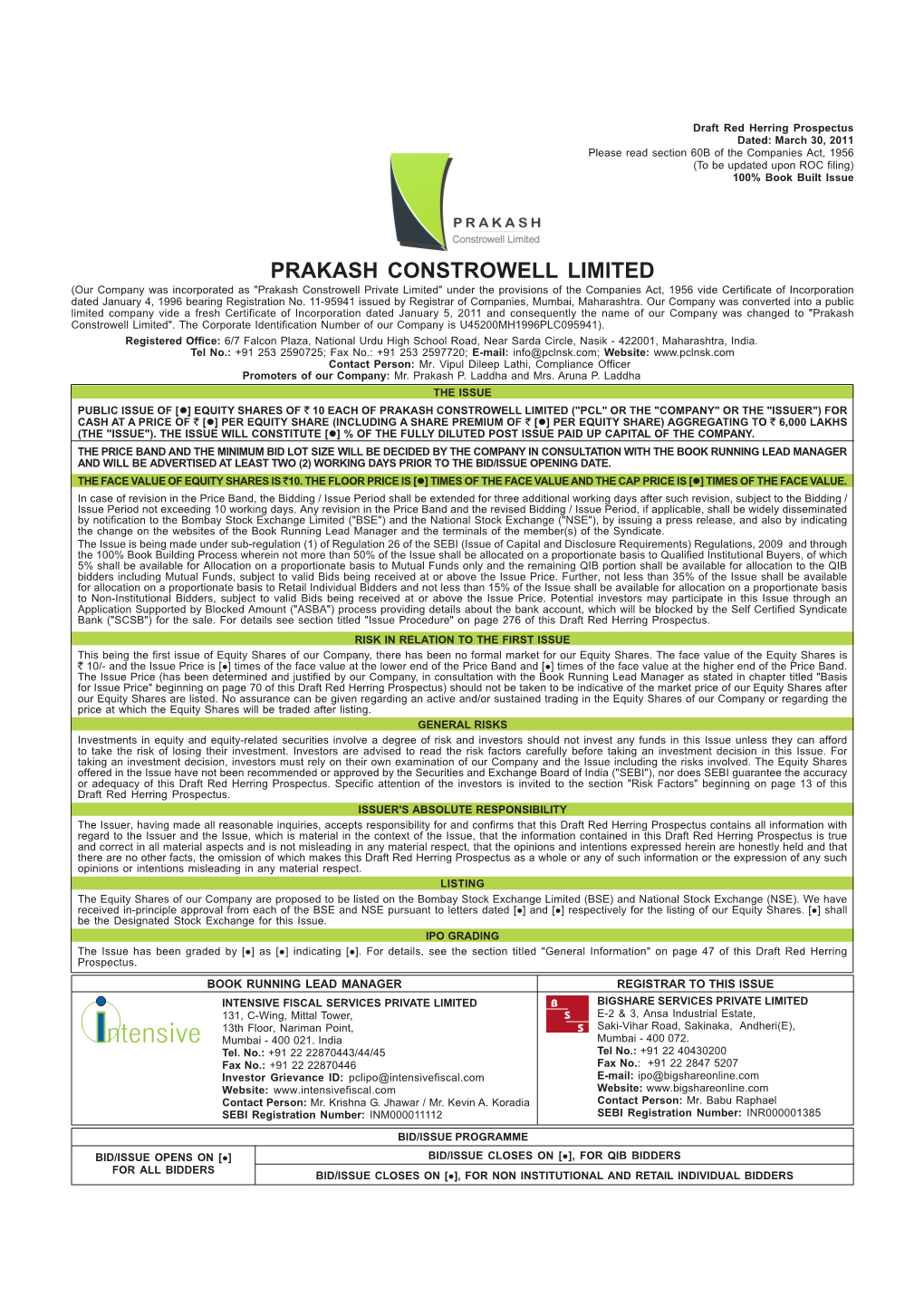 Prakash Constrowell Limited