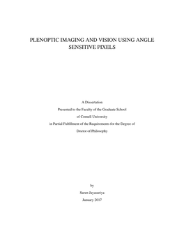 Plenoptic Imaging and Vision Using Angle Sensitive Pixels