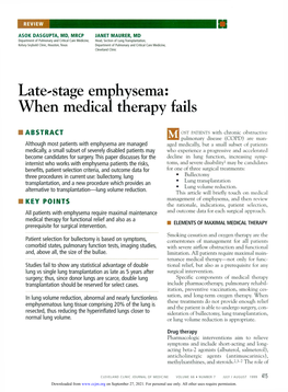 Late-Stage Emphysema: When Medical Therapy Fails
