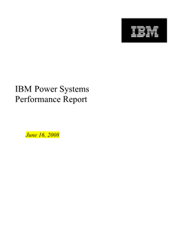 Power Systems Performance Report