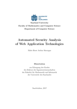 "Automated Security Analysis of Web Application Technologies"