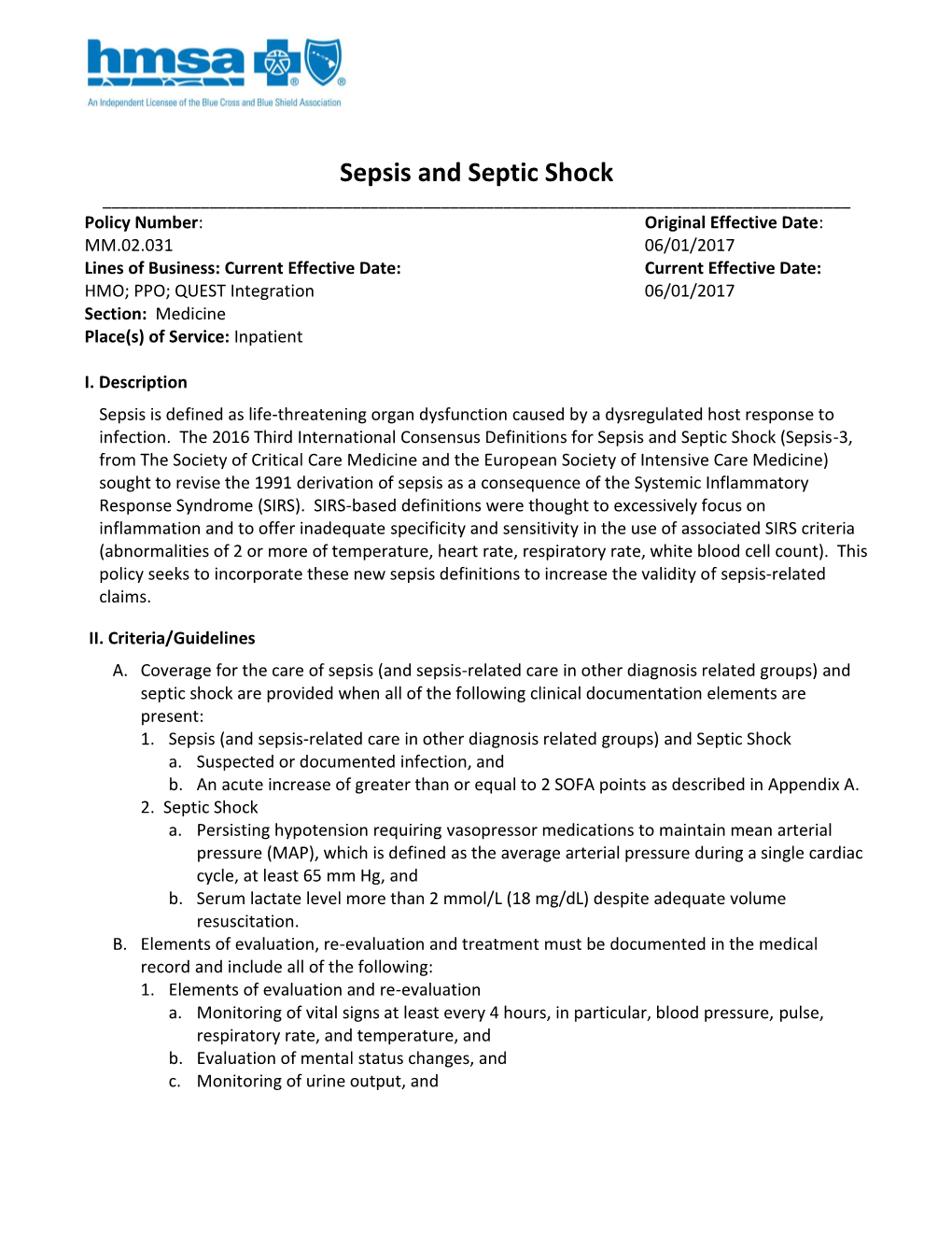 Sepsis and Septic Shock