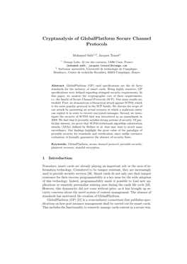 Cryptanalysis of Globalplatform Secure Channel Protocols