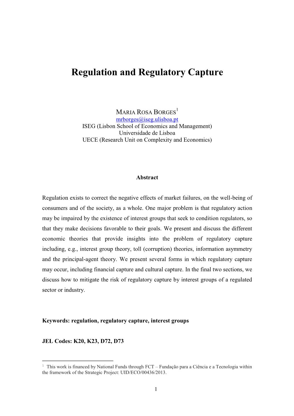 Regulation and Regulatory Capture