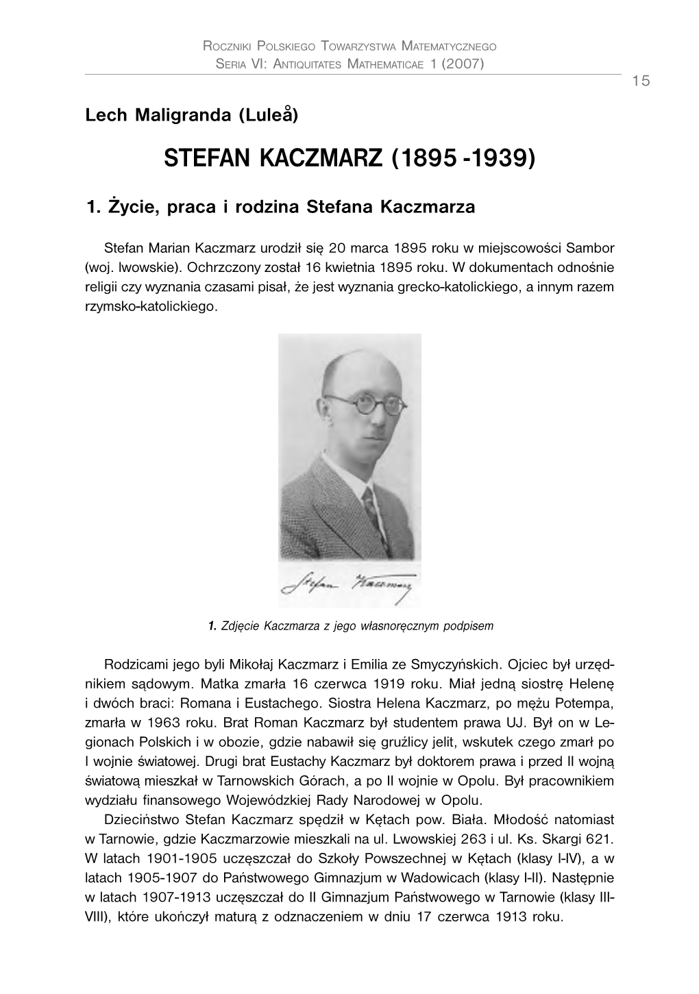 Stefan Kaczmarz (1895 -1939)
