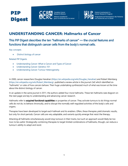 UNDERSTANDING CANCER: Hallmarks of Cancer