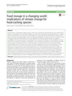 Implications of Climate Change for Food-Caching Species Alex O