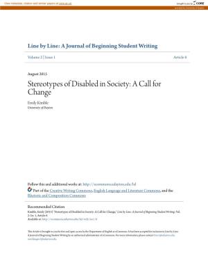 Stereotypes of Disabled in Society: a Call for Change Emily Kimble University of Dayton
