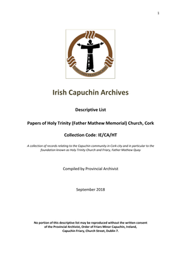Papers of Holy Trinity Church, Cork