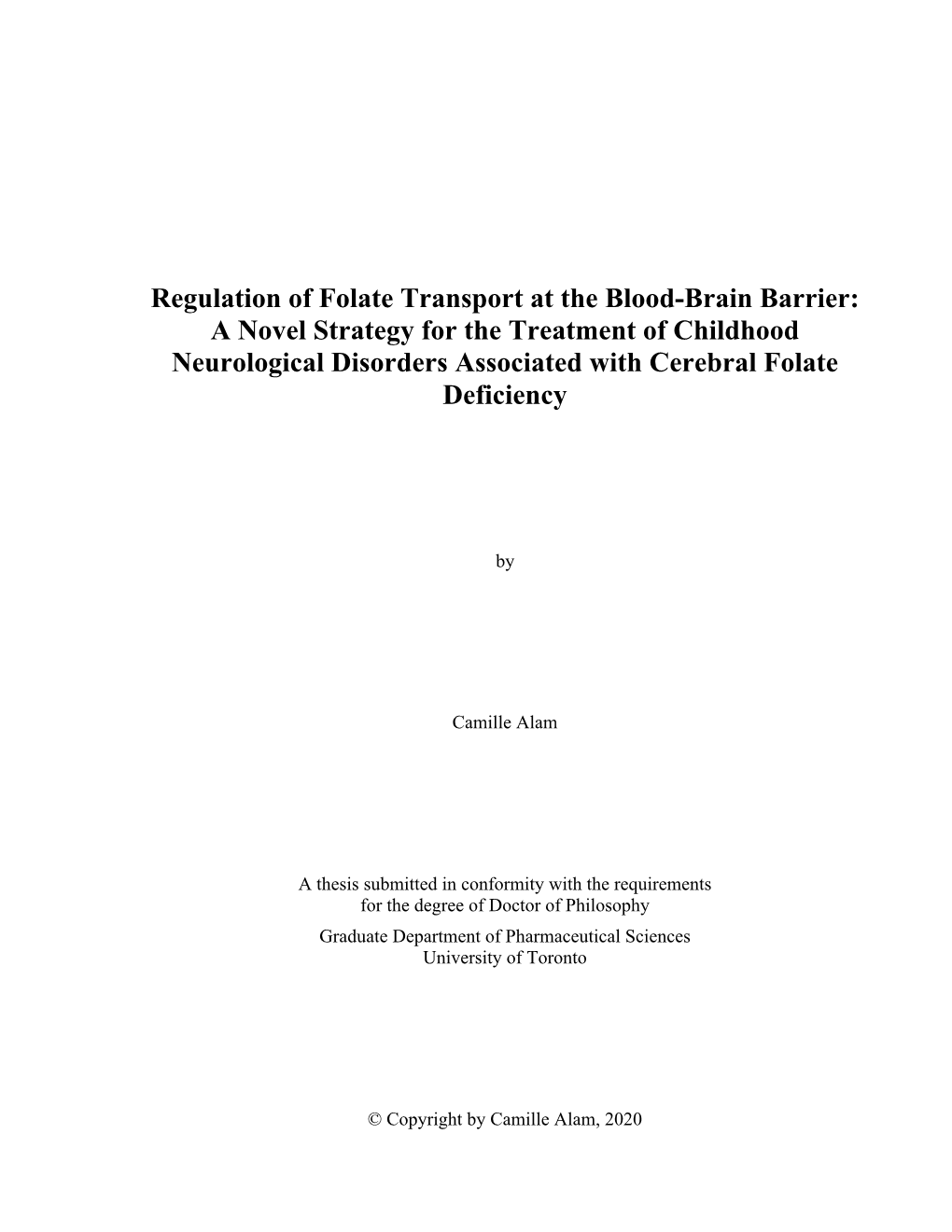 Regulation of Folate Transport at the Blood-Brain Barrier