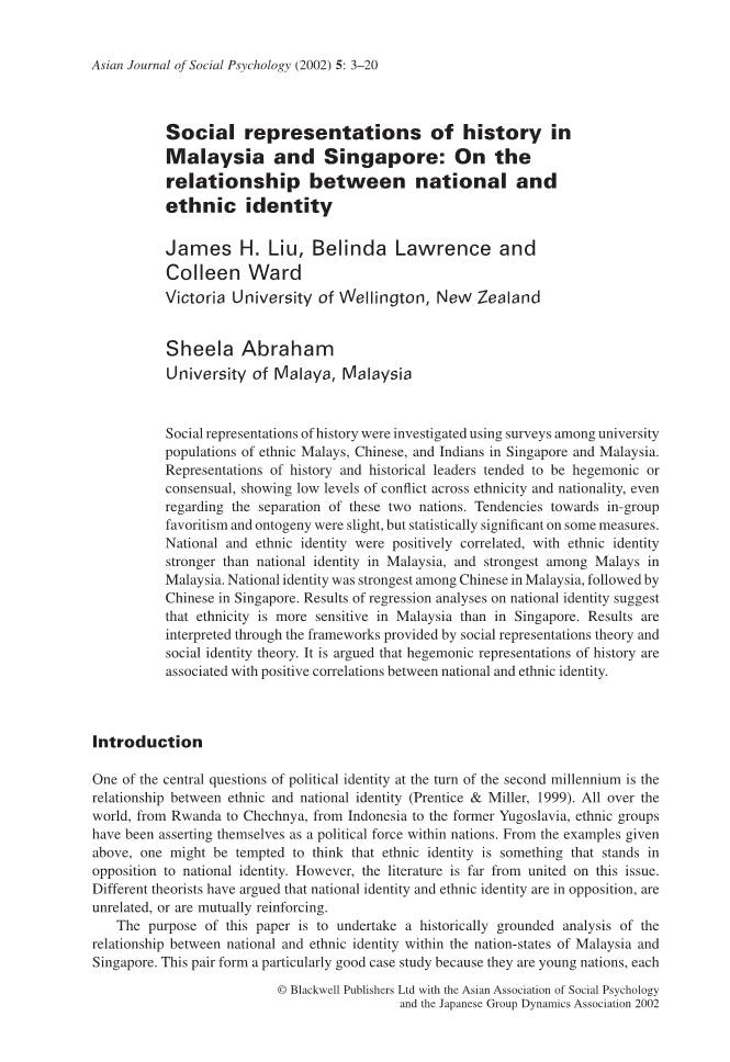 On the Relationship Between National and Ethnic Identity James H. L