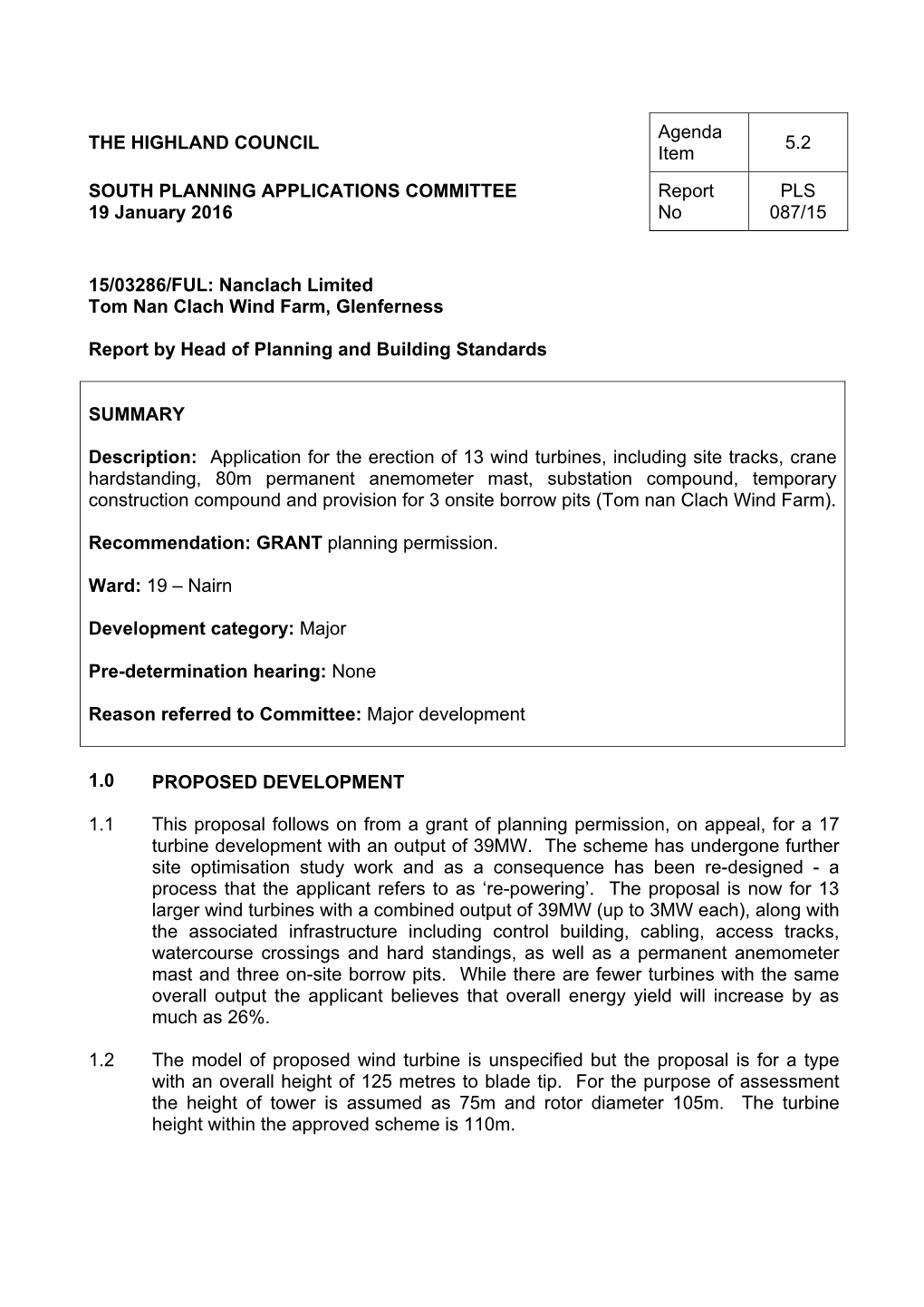 Application for the Erection of 13 Wind Turbines, Including Site Tracks, Crane