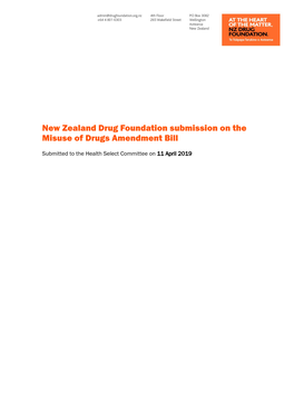 Submission on the Misuse of Drugs Amendment Bill