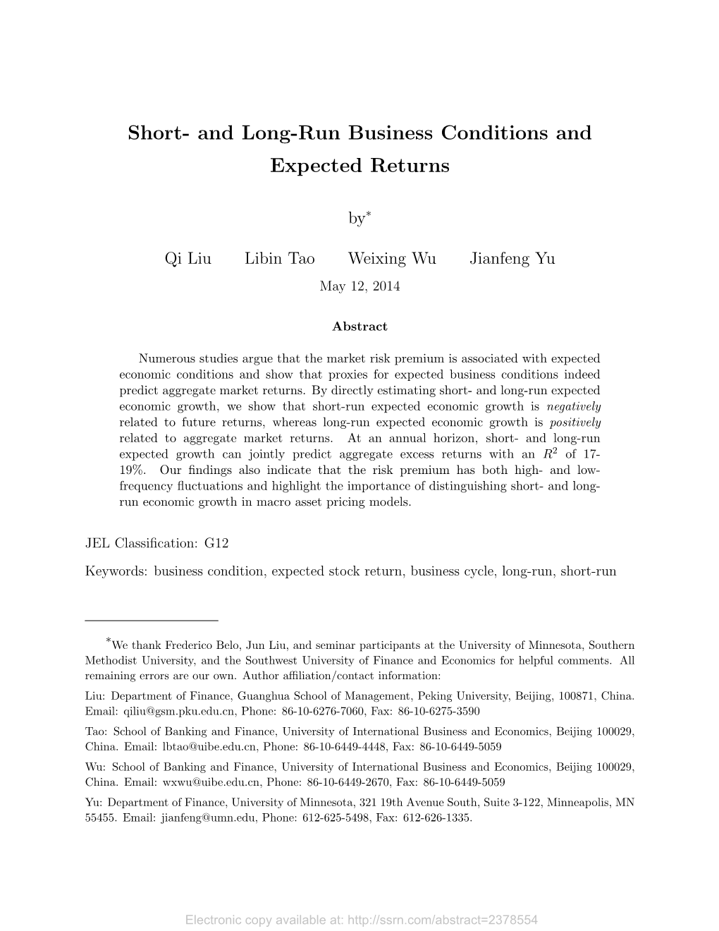 Short- and Long-Run Business Conditions and Expected Returns