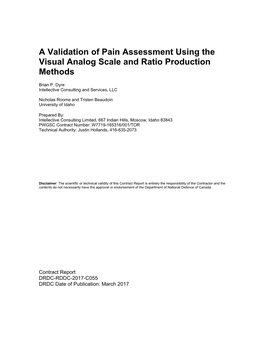 A Validation of Pain Assessment Using the Visual Analog Scale and Ratio Production Methods
