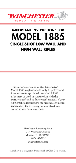 Model 1885 Single-Shot Low Wall and High Wall Rifles