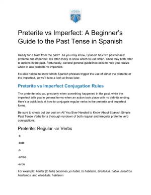 Preterite Vs Imperfect: a Beginner’S Guide to the Past Tense in Spanish