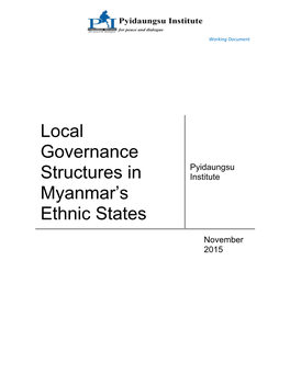 Local Governance Structures in Myanmar's