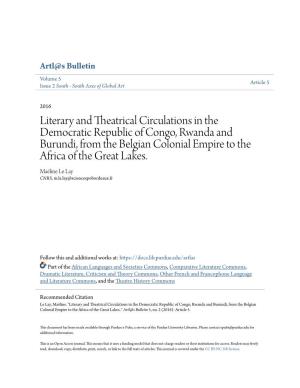 Literary and Theatrical Circulations in the Democratic Republic of Congo, Rwanda and Burundi, from the Belgian Colonial Empire to the Africa of the Great Lakes