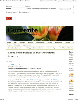 Three Polar Politics in Post-Petroleum America | Corrente