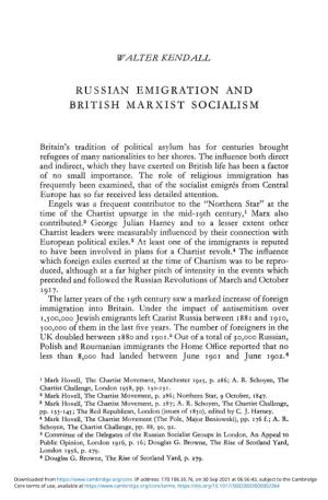 Russian Emigration and British Marxist Socialism