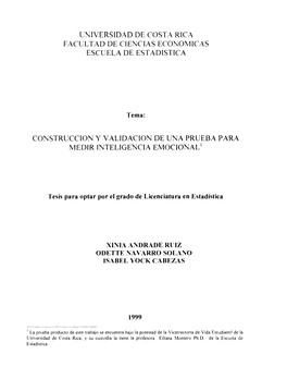 L'niversidad De Costa Rica Facultad De Ciencias Economicas Escuela De Estadistica