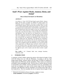 Saul's Wars Against Moab, Ammon, Edom, and Zobah